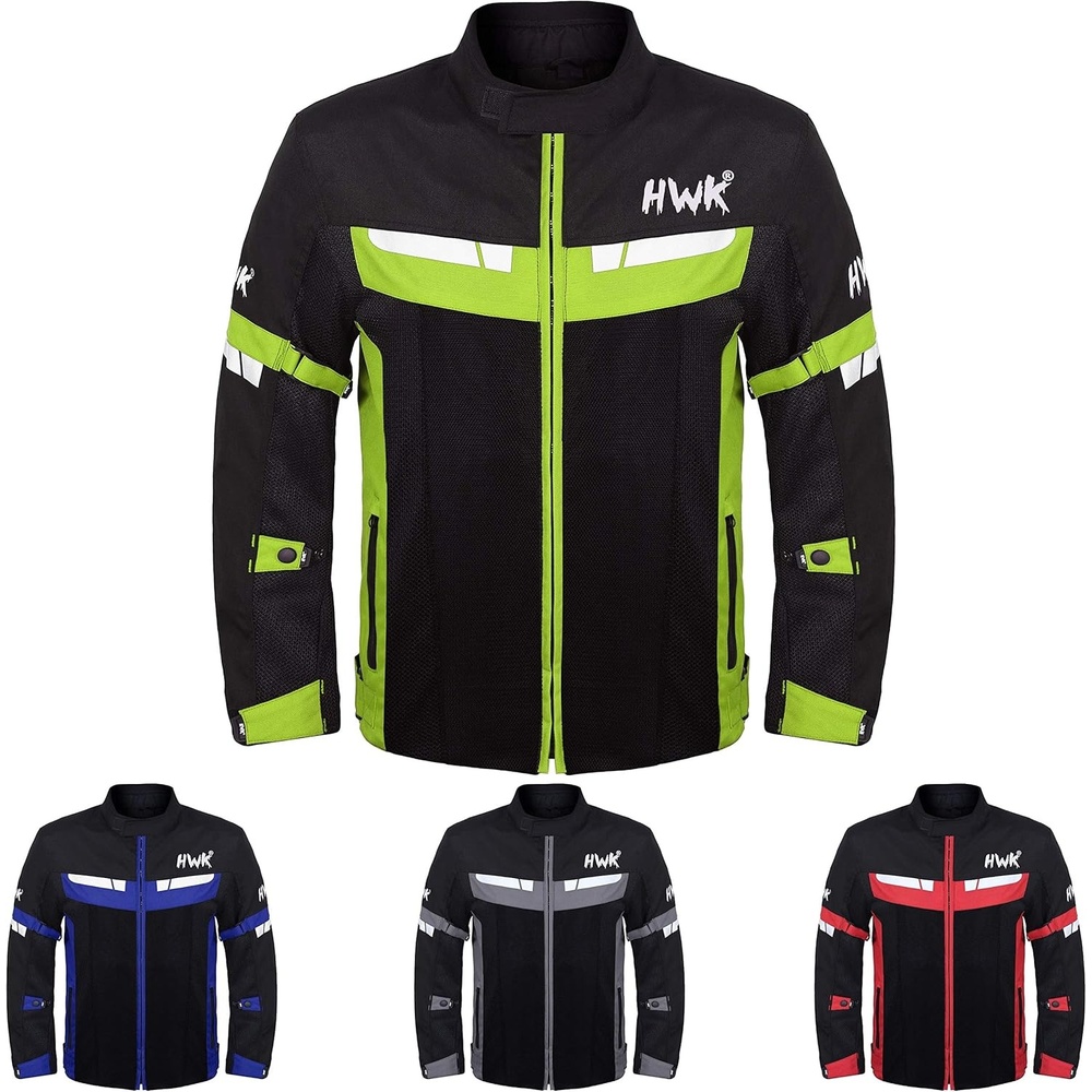 image:imageHWK Mesh Motorcycle Jacket Riding Air Motorbike Jacket Biker CE Armored BreathableGreen