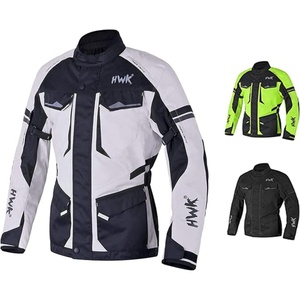 HWK Adventure Touring Motorcycle Jacket for Men, Water Resistant Cordura Textile Biker Jacket for Men, Durable and Stylish Moto Gear with CE Armor for Enduro Motorbike Riding – Hi-Vis Green, XL(Light Grey)