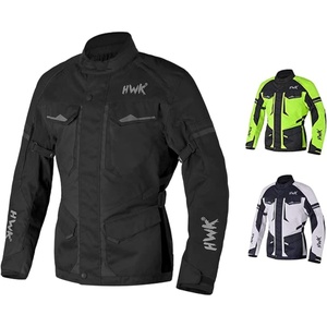 HWK Adventure Touring Motorcycle Jacket for Men, Water Resistant Cordura Textile Biker Jacket for Men, Durable and Stylish Moto Gear with CE Armor for Enduro Motorbike Riding – Hi-Vis Green, XL(Black)