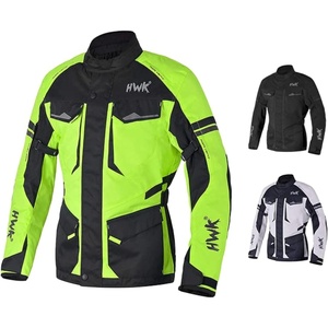 HWK Adventure Touring Motorcycle Jacket for Men, Water Resistant Cordura Textile Biker Jacket for Men, Durable and Stylish Moto Gear with CE Armor for Enduro Motorbike Riding – Hi-Vis Green, XL(Hi-vis Green)