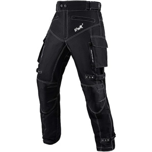 HWK Dual Sport Motorcycle Pants for Men with Water Resistant Cordura Textile Fabric & Impact Protection Armor(Black)