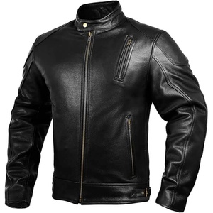 HWK Leather Motorcycle Jacket with Armor for Men, Cafe Racer Genuine Leather Jacket for Weather Resistant Riding