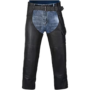 HWK Motorcycle Leather Chaps for Men and Women, Black Motorcycle Chaps for Road Rash Protection and All-Weather Comfort